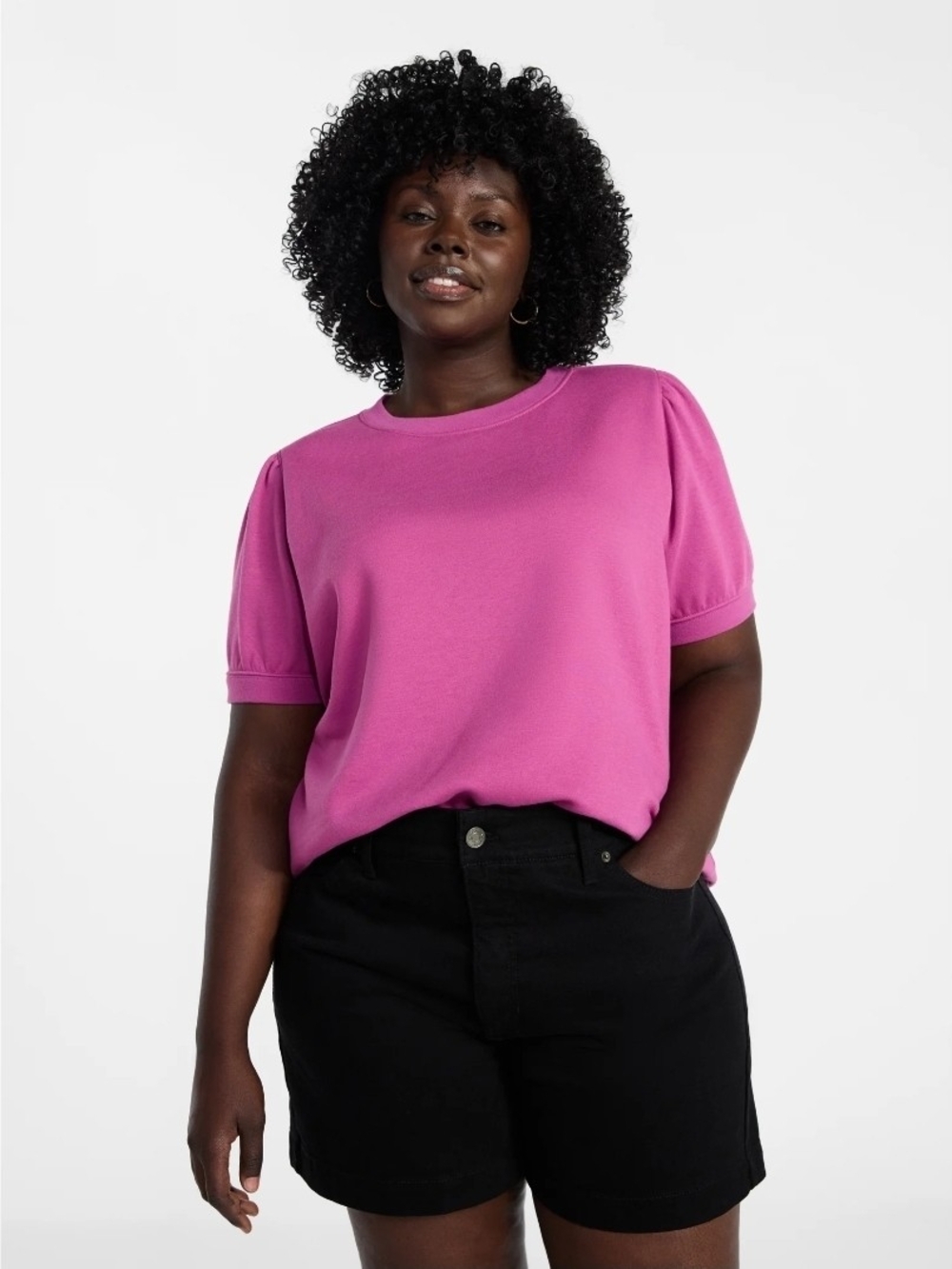 Terra & Sky Women's Plus Size Sweatshirt with Short Puff Sleeves Size 3X 24w-26w